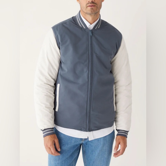 NWT - Frank & Oak Men's Reversible The Varsity Skyline Bomber Jacket - Size L - Picture 3 of 16